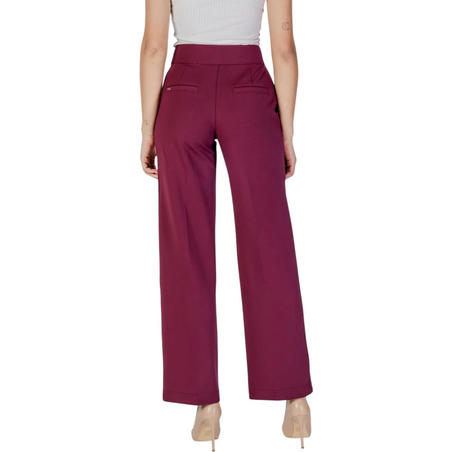 Purple Viscose Casual Pants