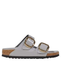 Gray Leather Slippers