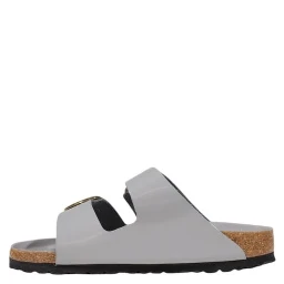 Gray Leather Slippers