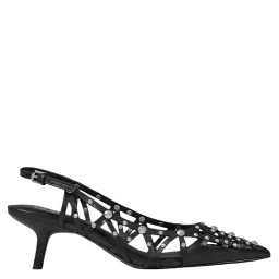 Black Leather High Heel Pumps