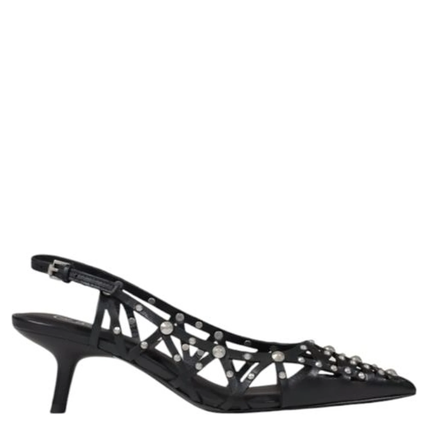 Black Leather High Heel Pumps