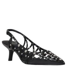 Black Leather High Heel Pumps