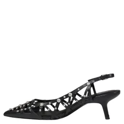 Black Leather High Heel Pumps