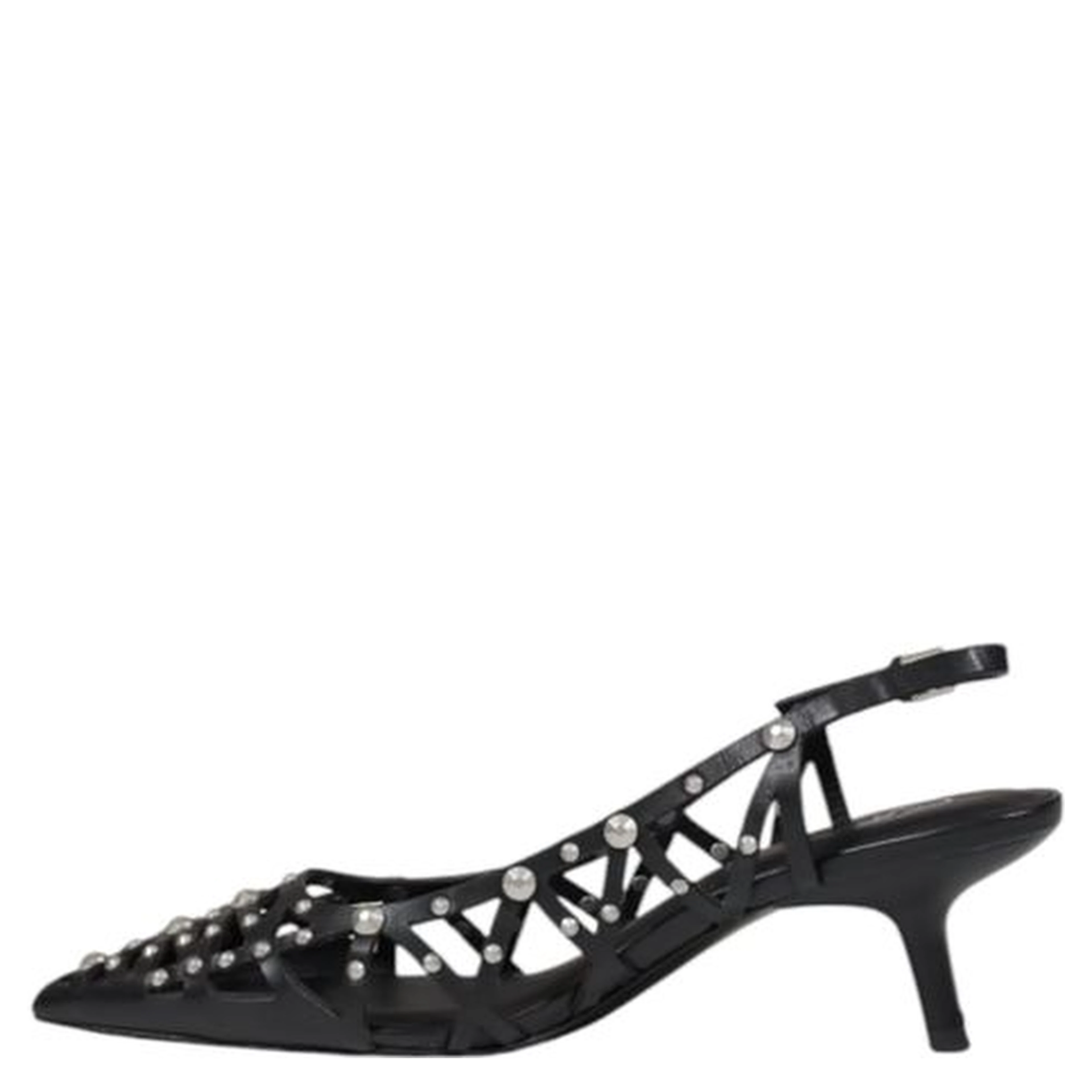 Black Leather High Heel Pumps