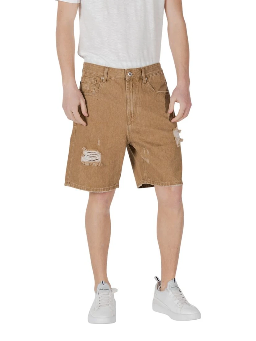 Beige Cotton Bermuda Shorts