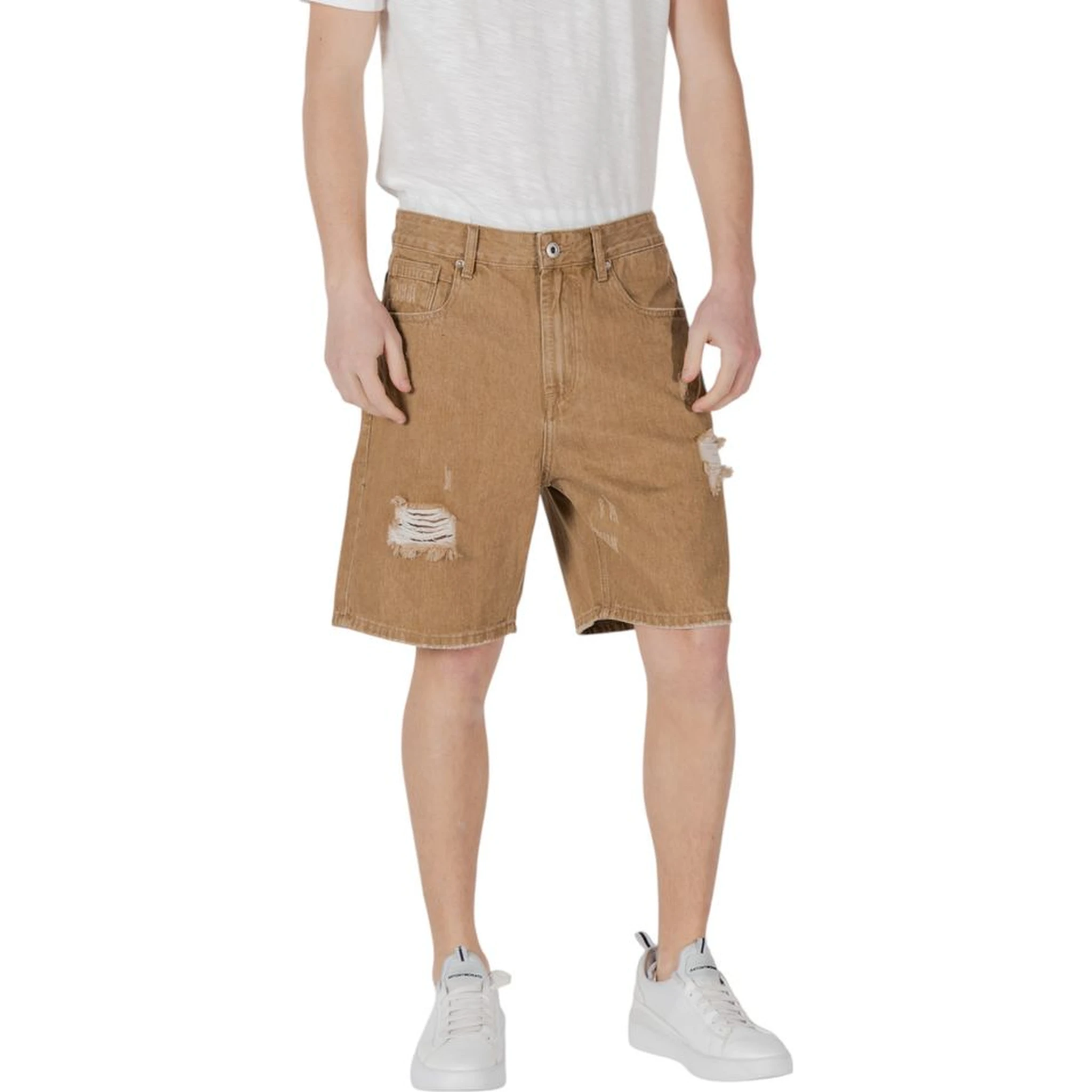 Beige Cotton Bermuda Shorts