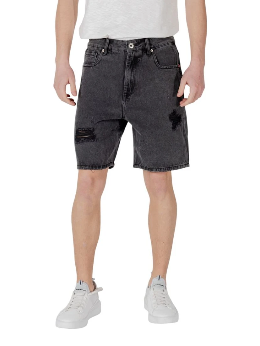 Black Cotton Bermuda Shorts