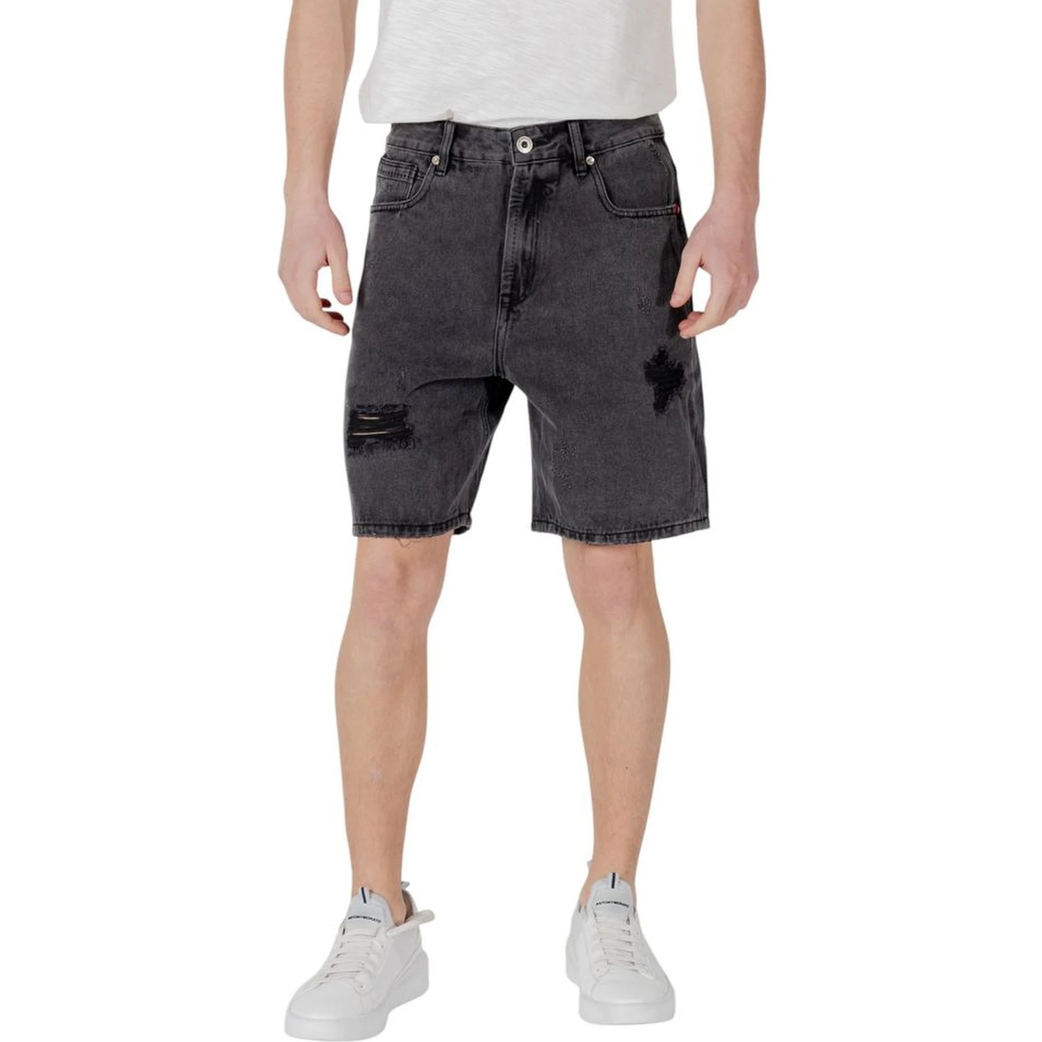 Black Cotton Bermuda Shorts