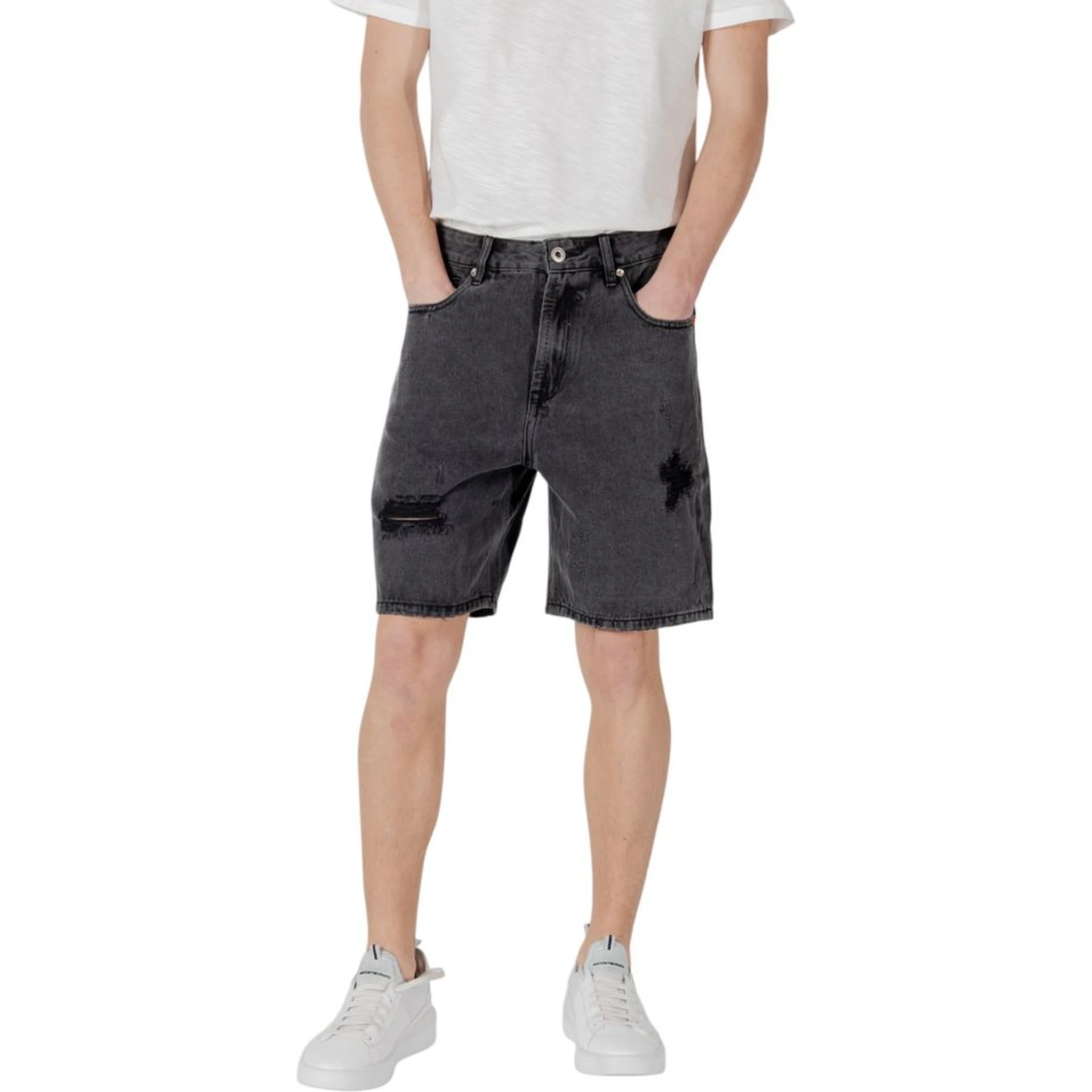 Black Cotton Bermuda Shorts