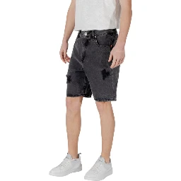 Black Cotton Bermuda Shorts
