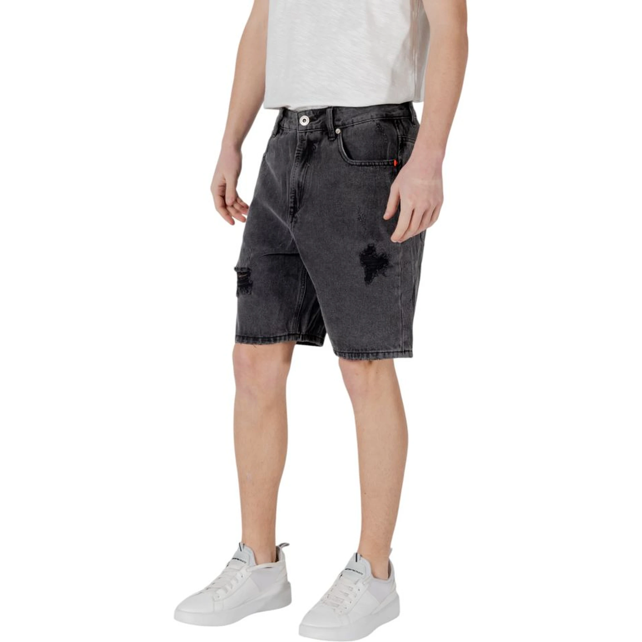 Black Cotton Bermuda Shorts