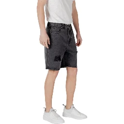Black Cotton Bermuda Shorts