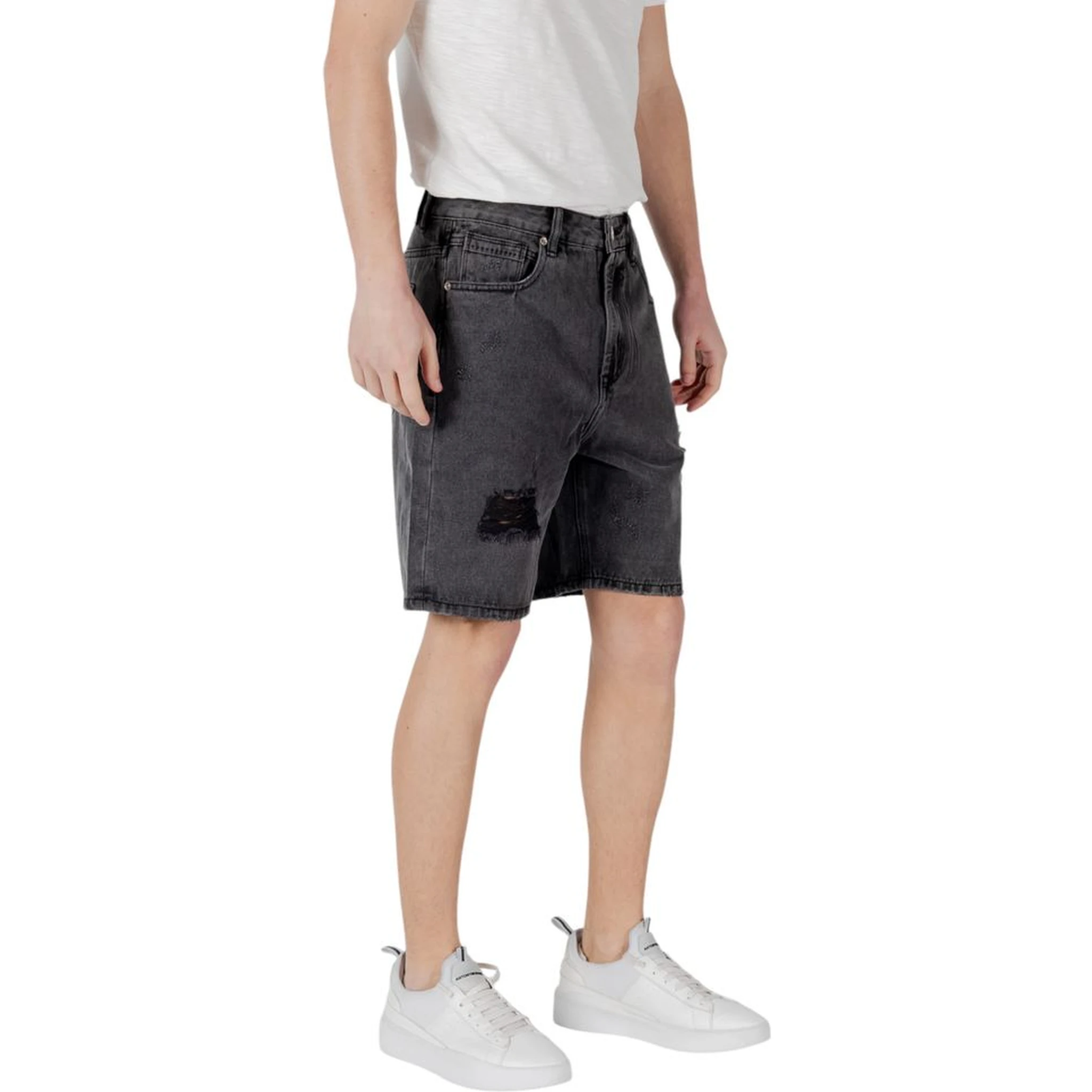 Black Cotton Bermuda Shorts