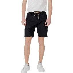 Black Cotton Bermuda Shorts