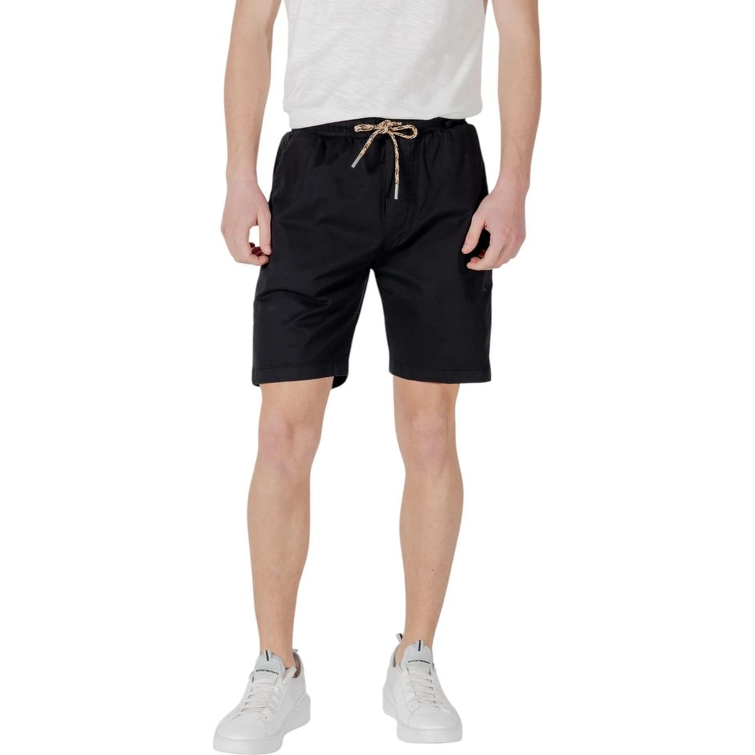 Black Cotton Bermuda Shorts