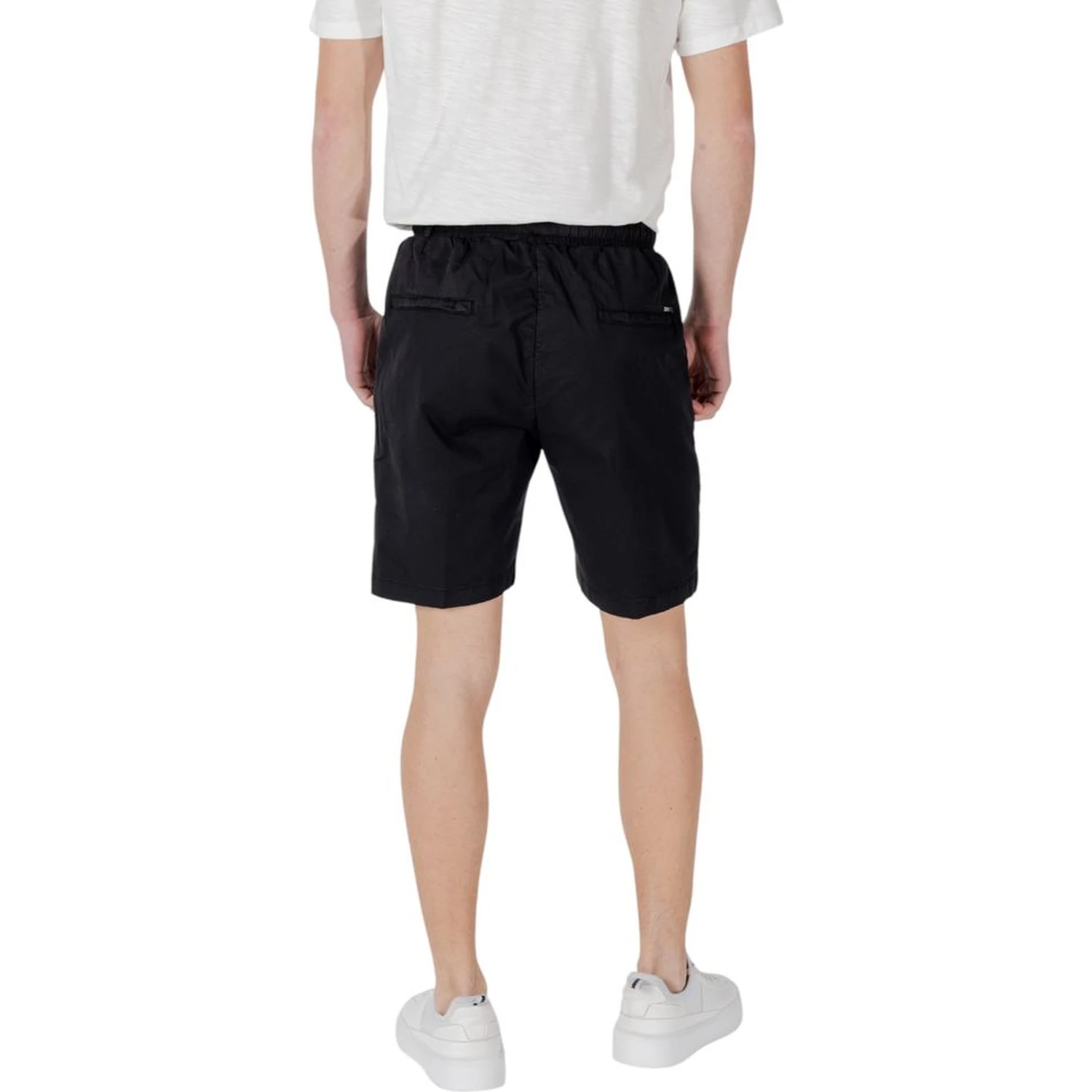 Black Cotton Bermuda Shorts