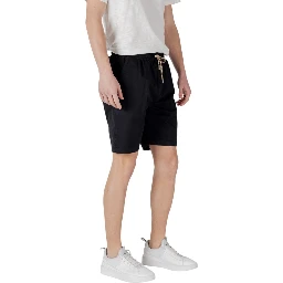 Black Cotton Bermuda Shorts