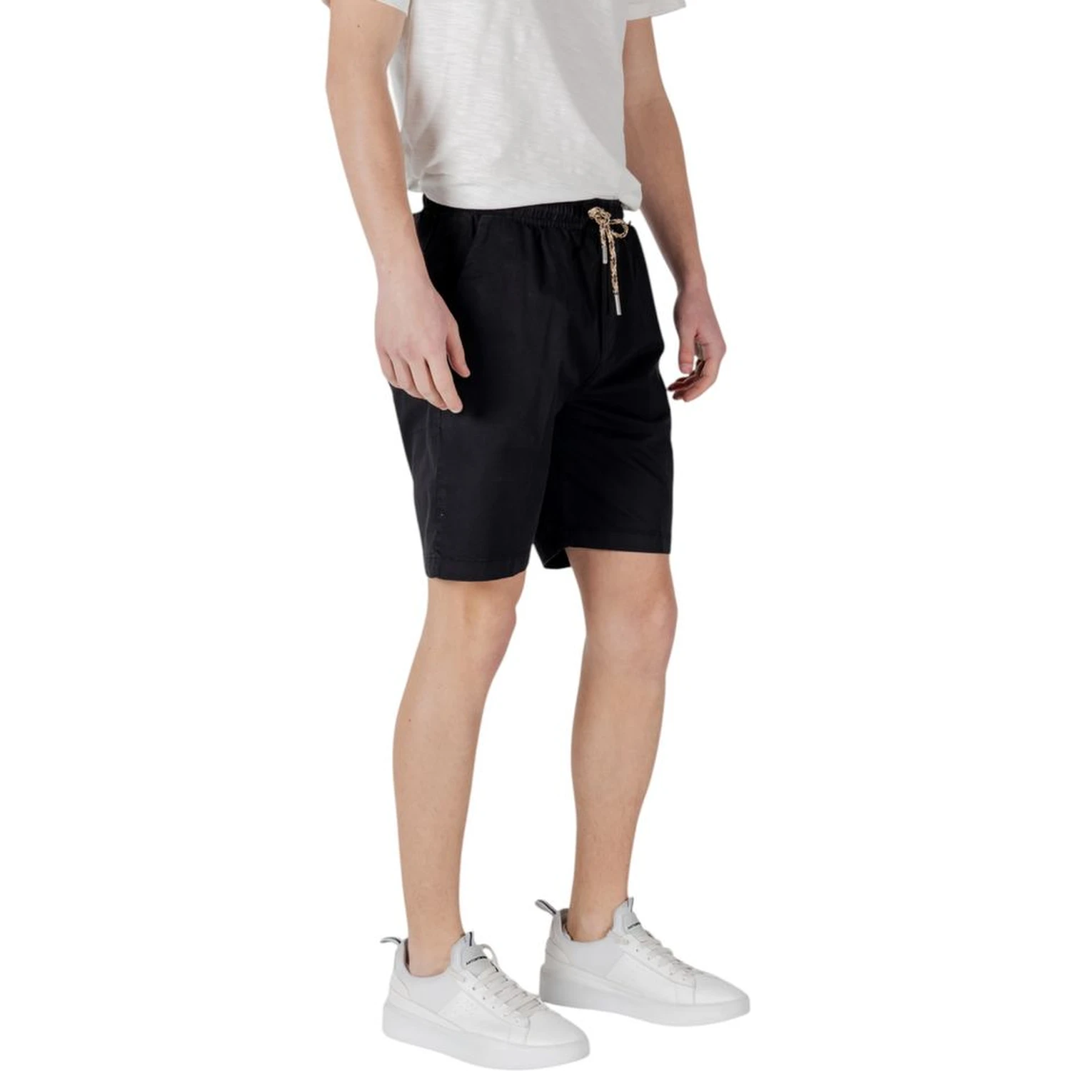 Black Cotton Bermuda Shorts