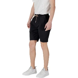 Black Cotton Bermuda Shorts