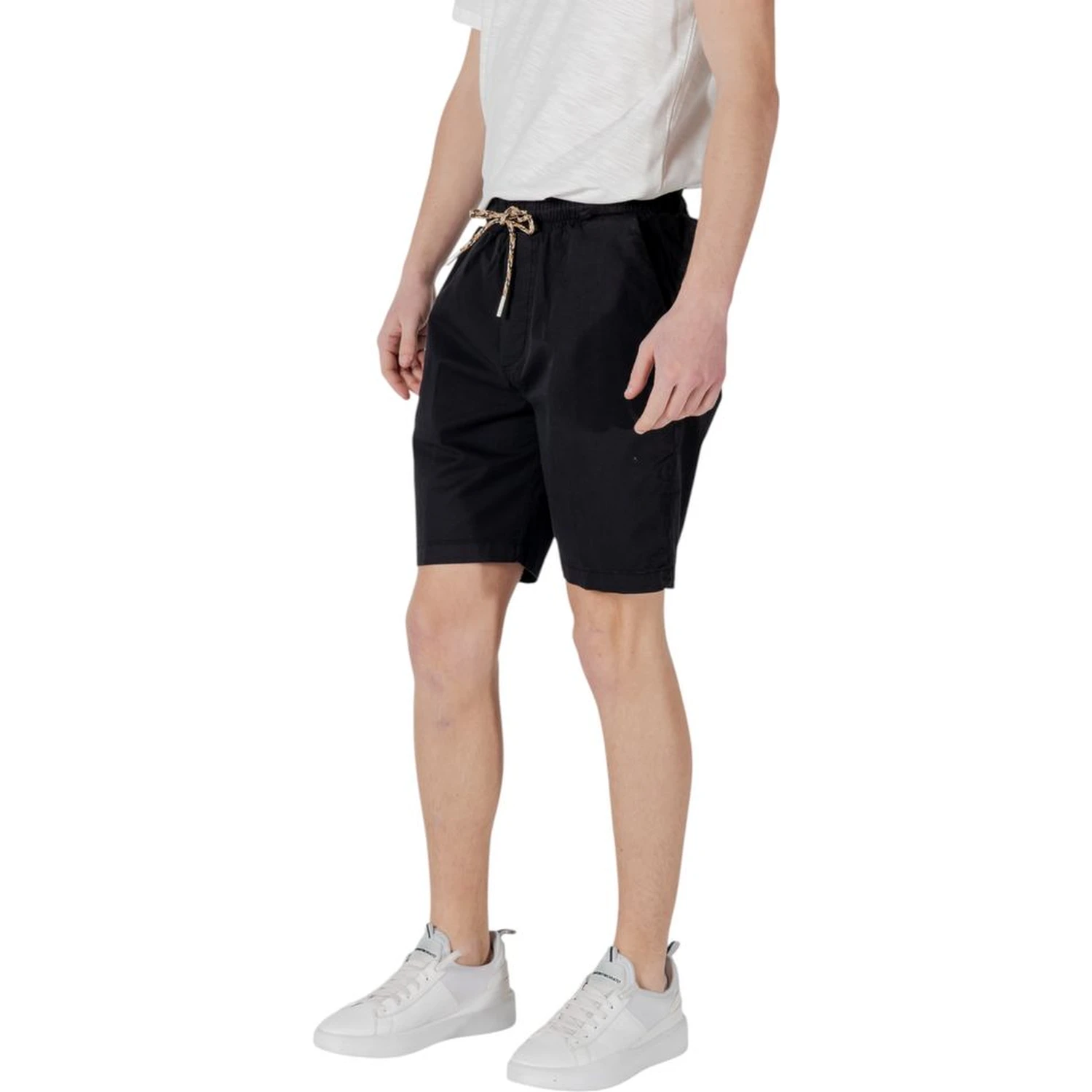 Black Cotton Bermuda Shorts