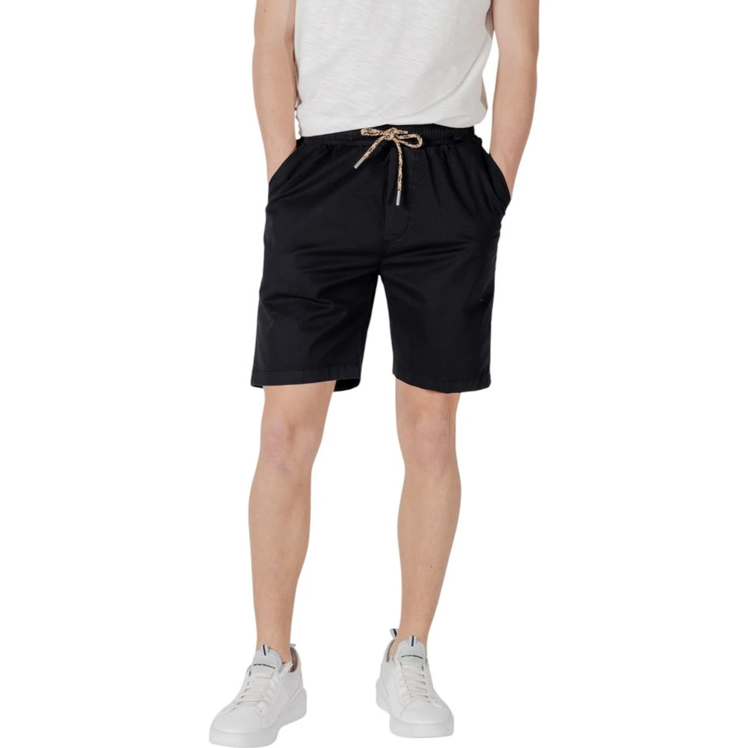Black Cotton Bermuda Shorts