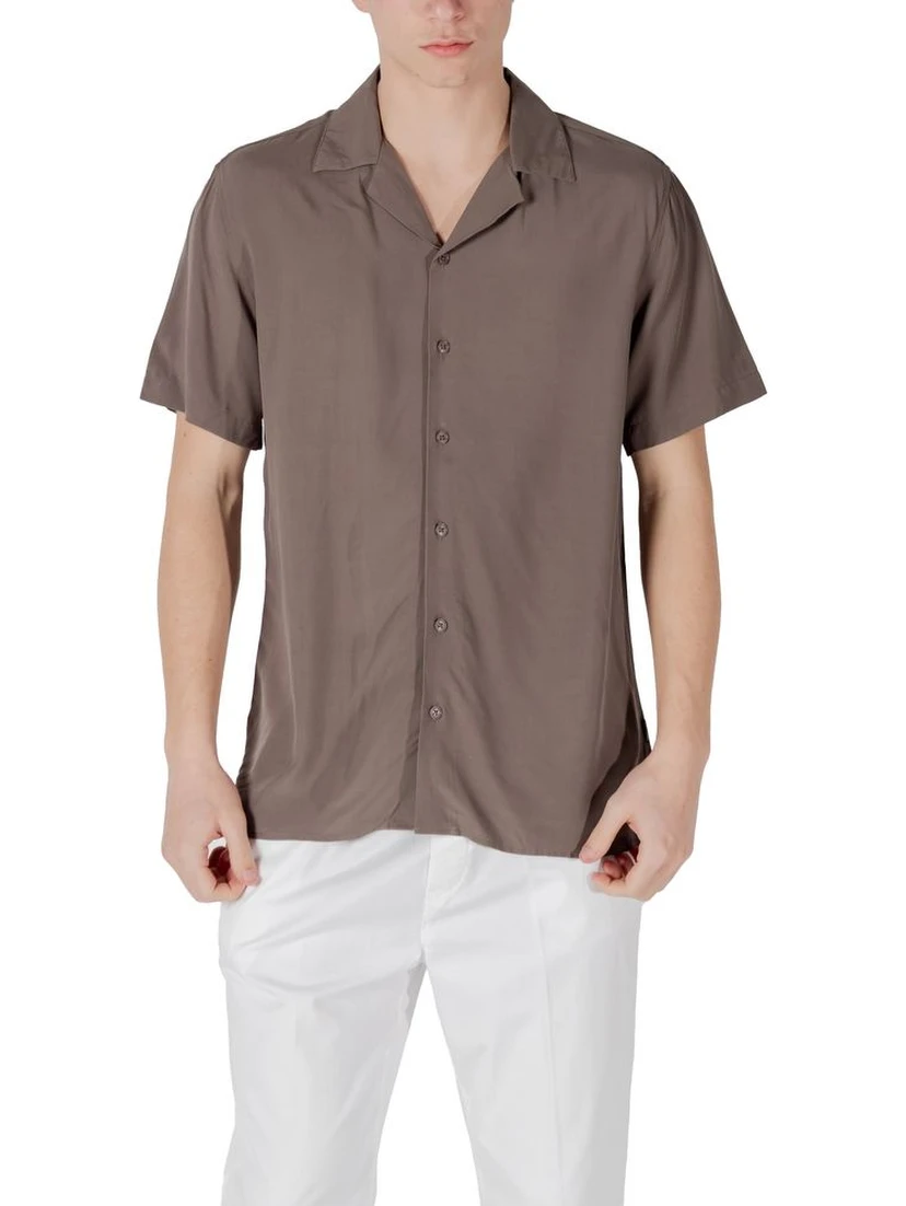 Brown Viscose Shortsleeve Shirt
