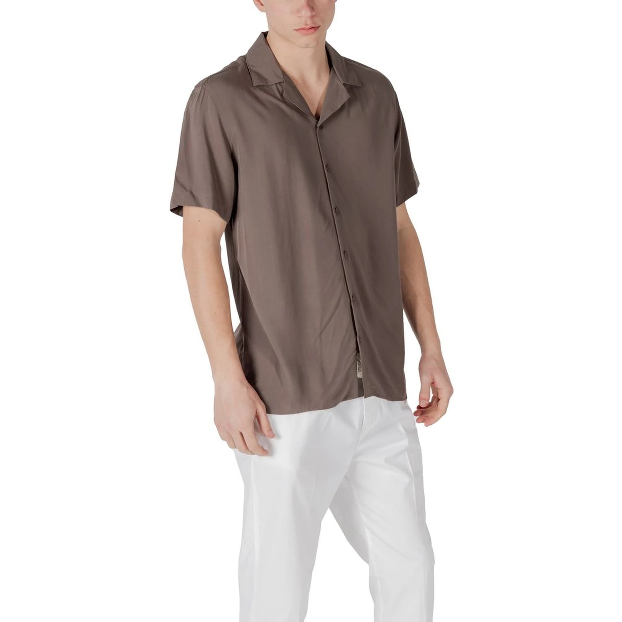 Brown Viscose Shortsleeve Shirt