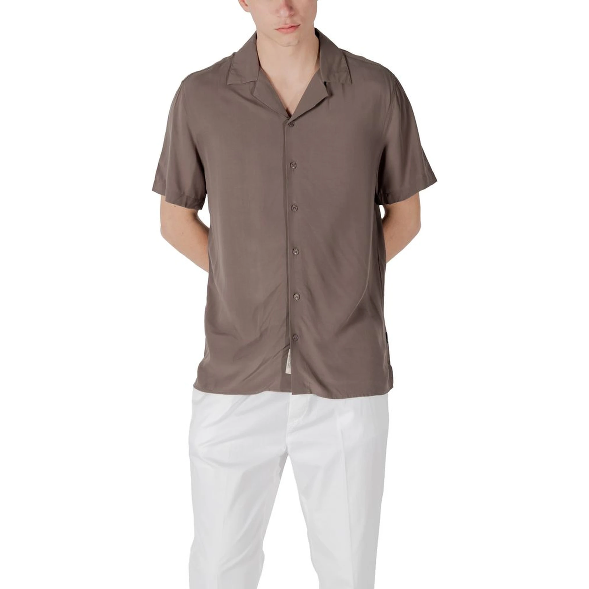 Brown Viscose Shortsleeve Shirt