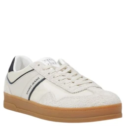 Cream Leather Low Top Sneakers