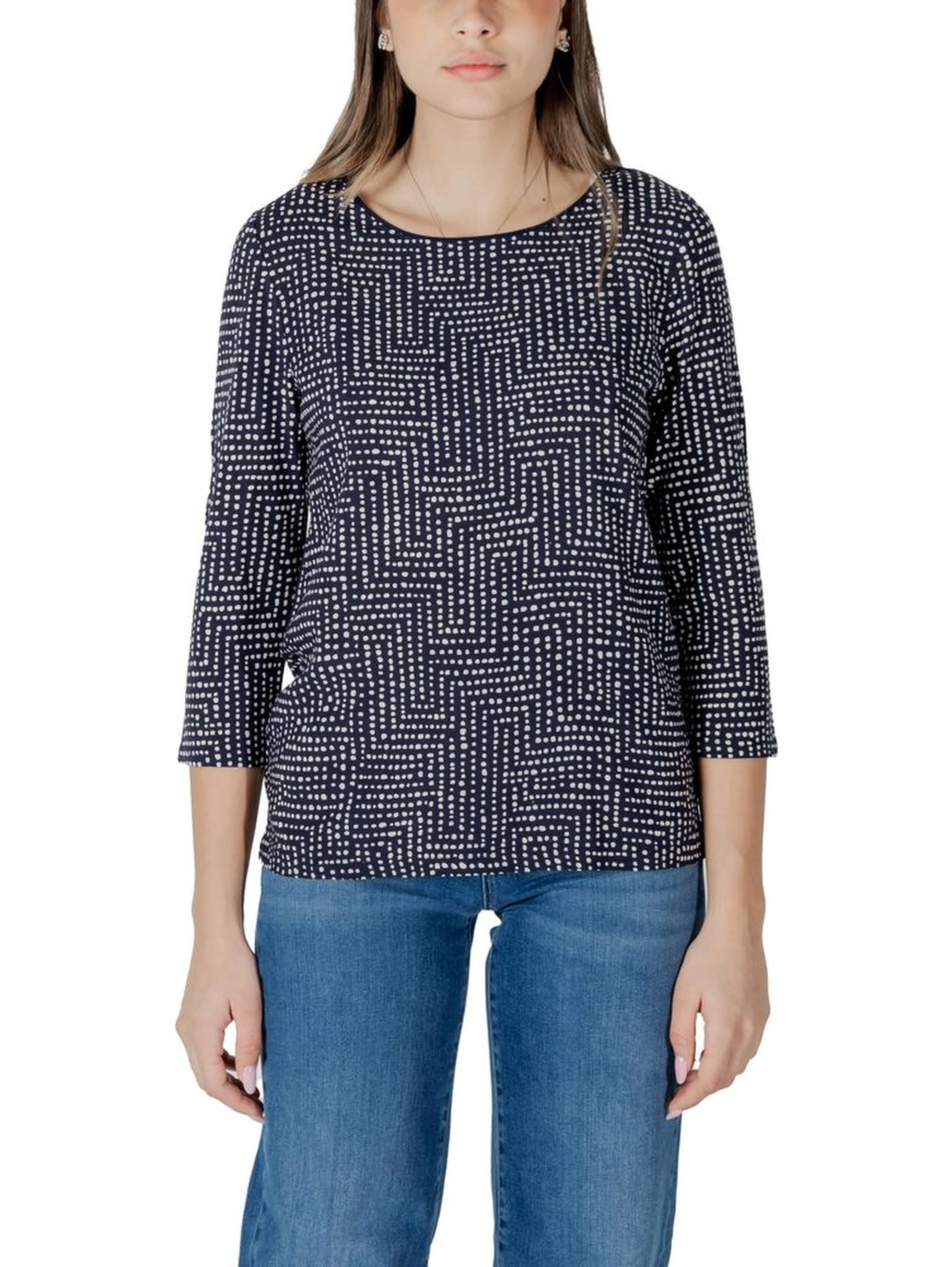 Blue Viscose Long Sleeve T-Shirt
