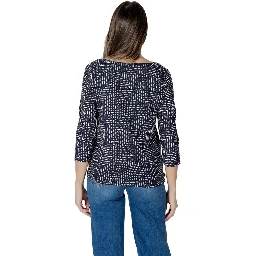 Blue Viscose Long Sleeve T-Shirt