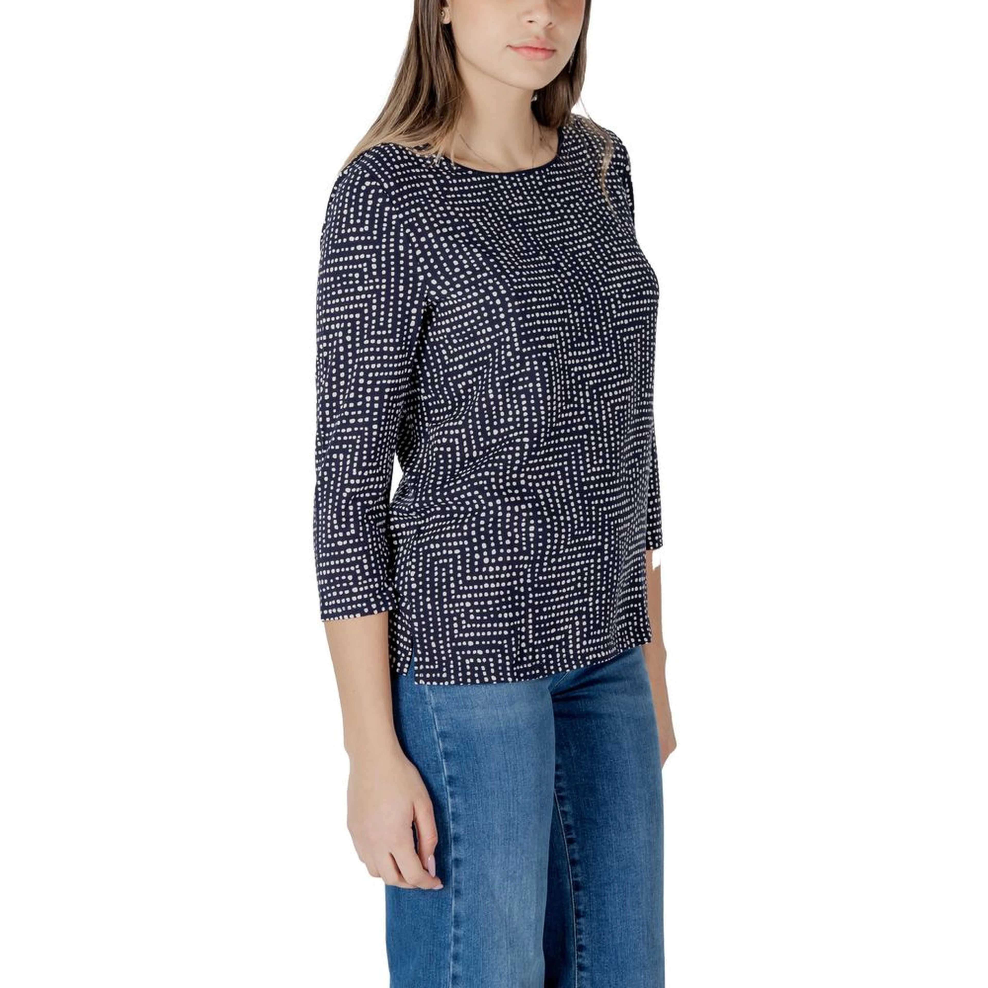 Blue Viscose Long Sleeve T-Shirt