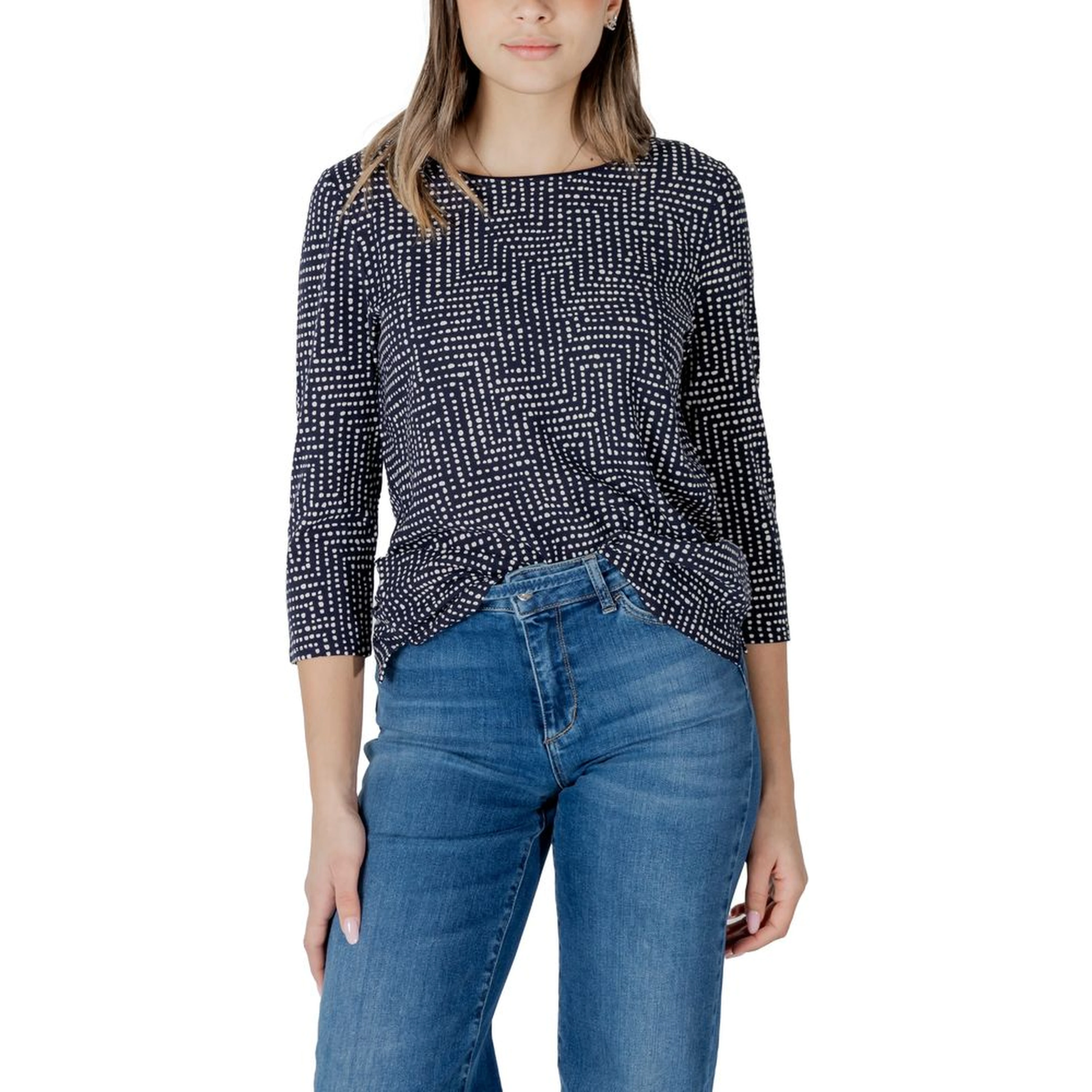 Blue Viscose Long Sleeve T-Shirt
