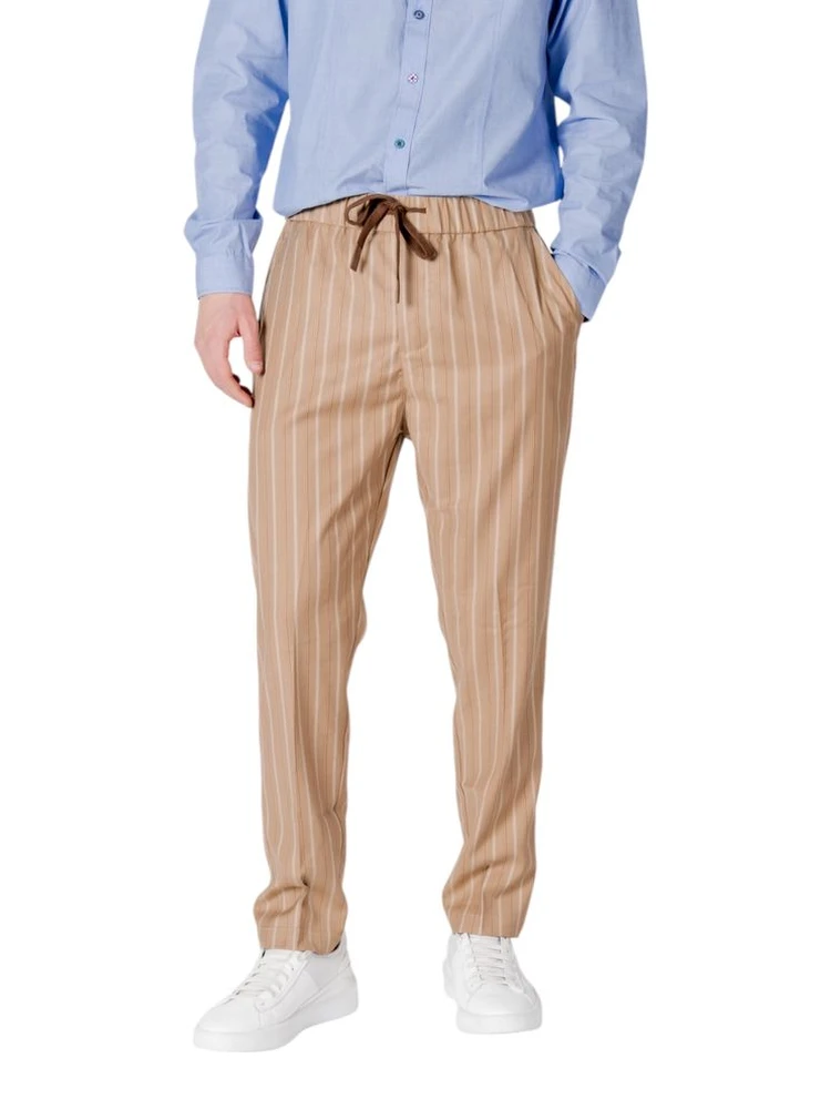 Beige Polyester Casual Pants