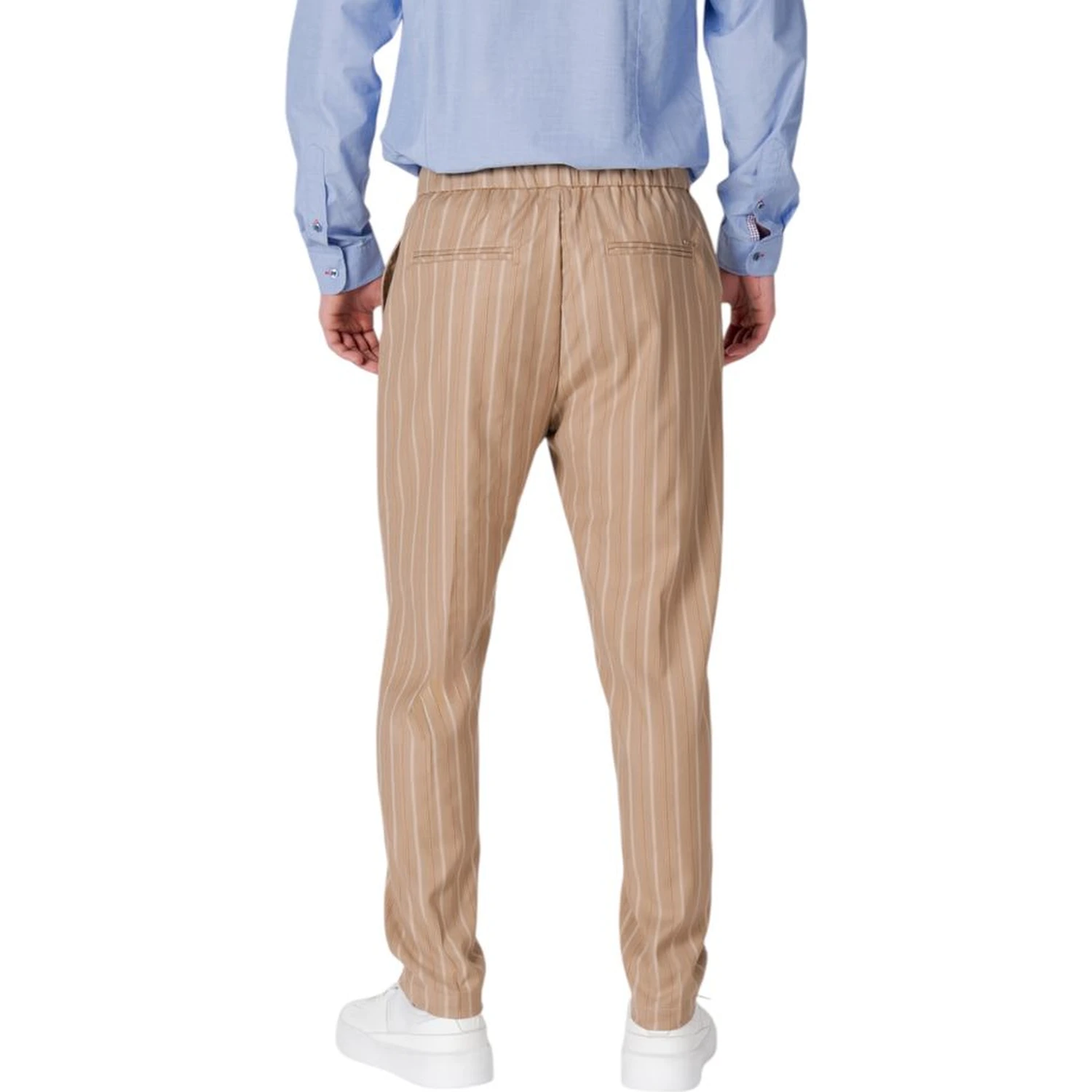 Beige Polyester Casual Pants