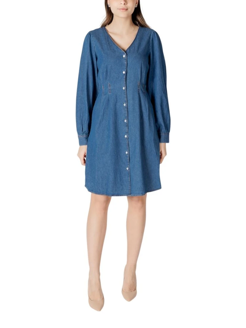 Blue Cotton Short Dress