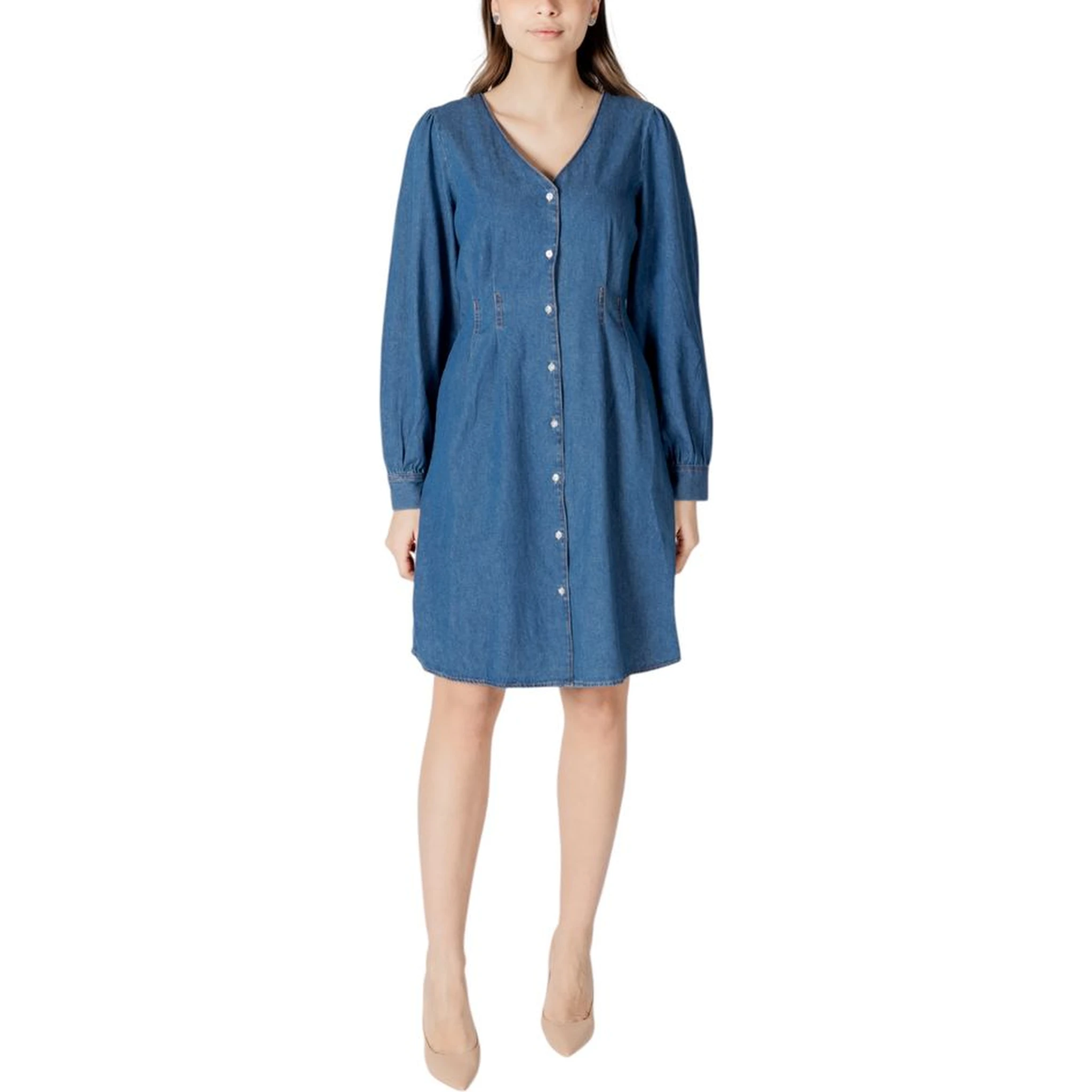Blue Cotton Short Dress