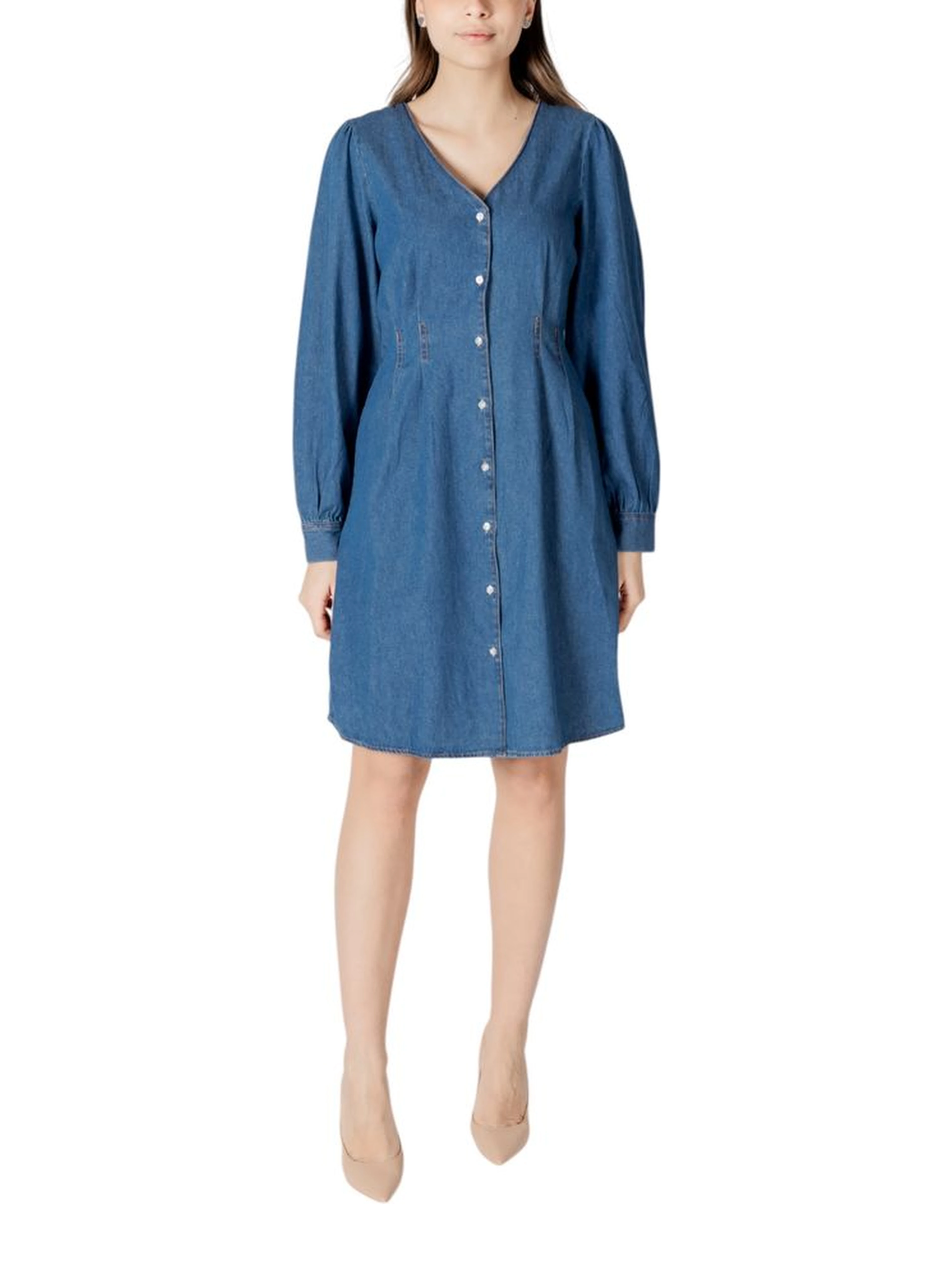 Blue Cotton Short Dress