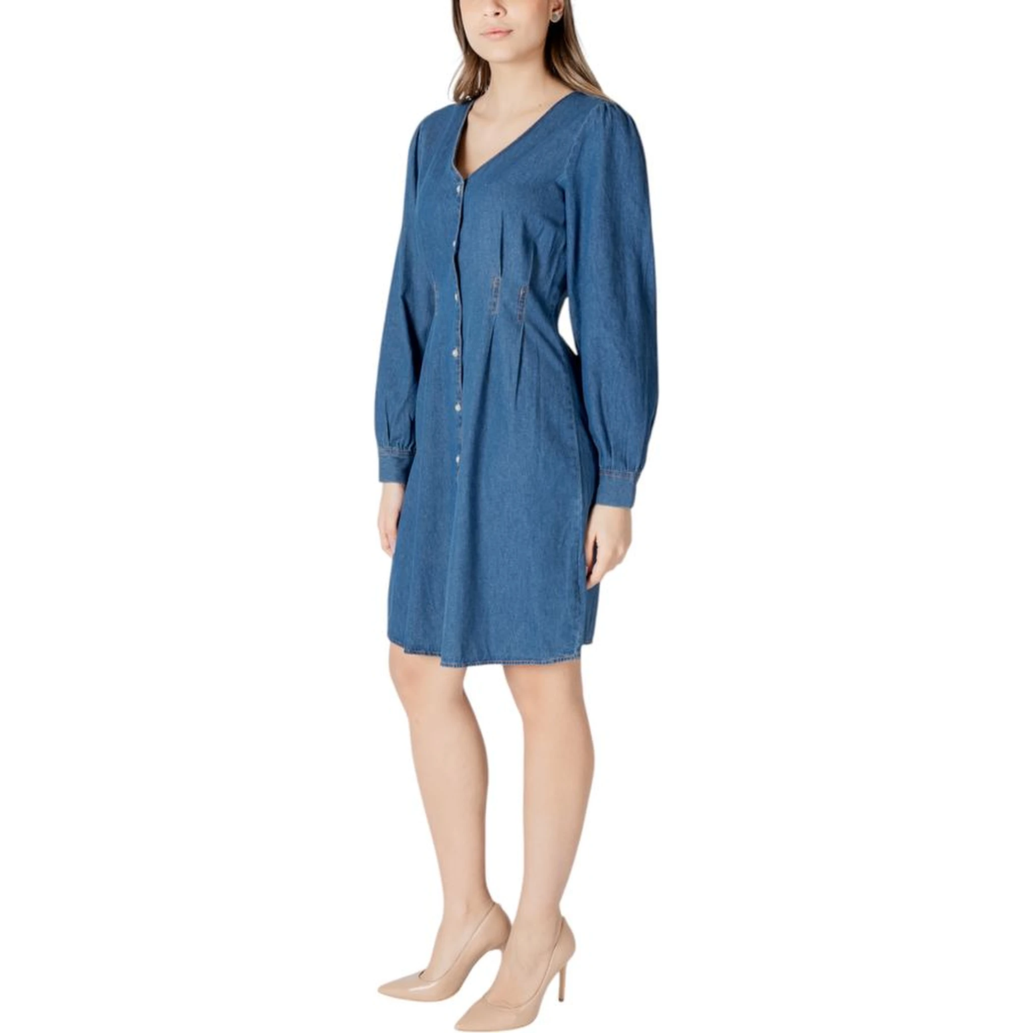 Blue Cotton Short Dress