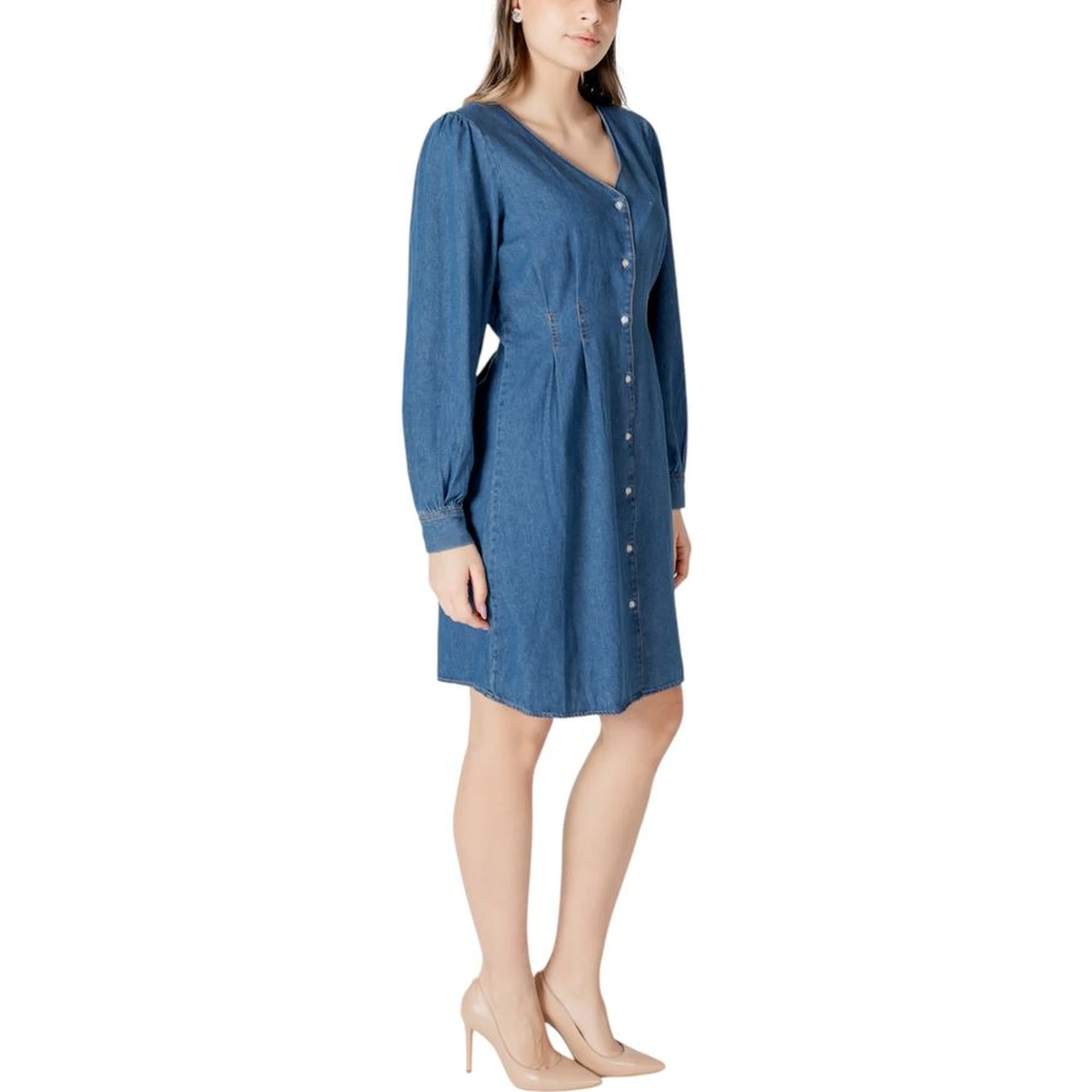 Blue Cotton Short Dress