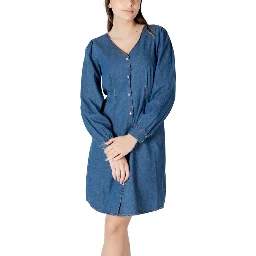Blue Cotton Short Dress