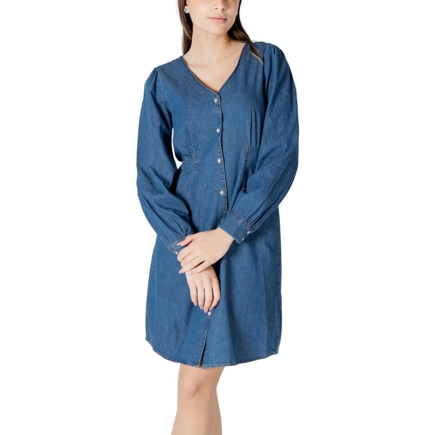 Blue Cotton Short Dress