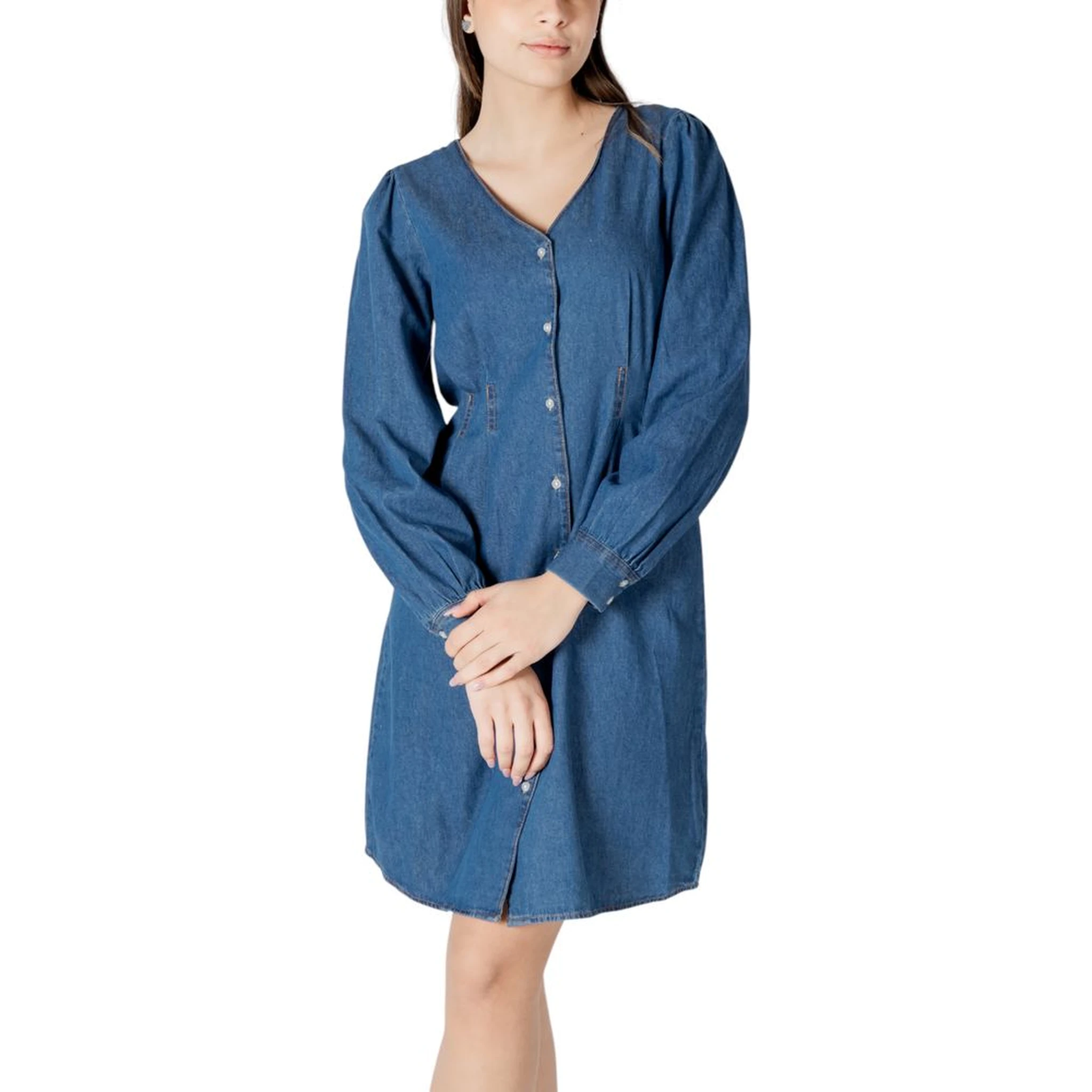 Blue Cotton Short Dress