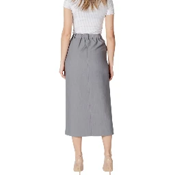 Gray Polyester Long Skirt