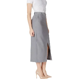 Gray Polyester Long Skirt