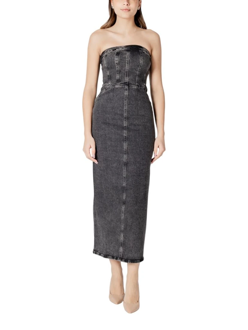 Black Cotton Midi Dress