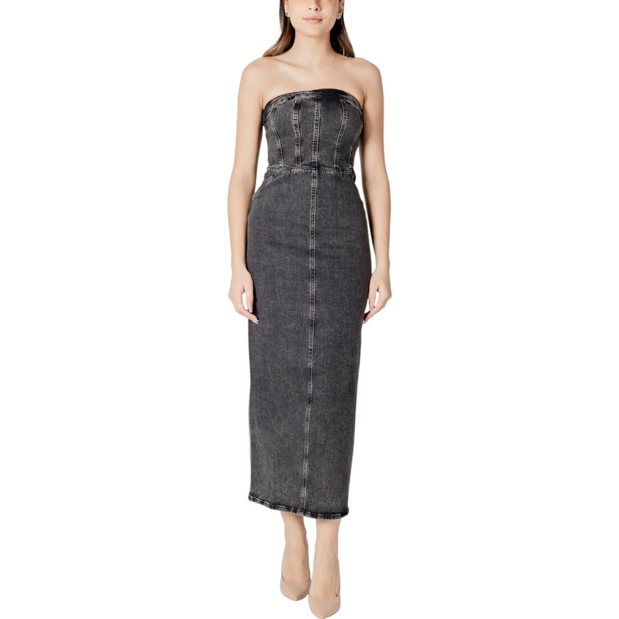 Black Cotton Midi Dress