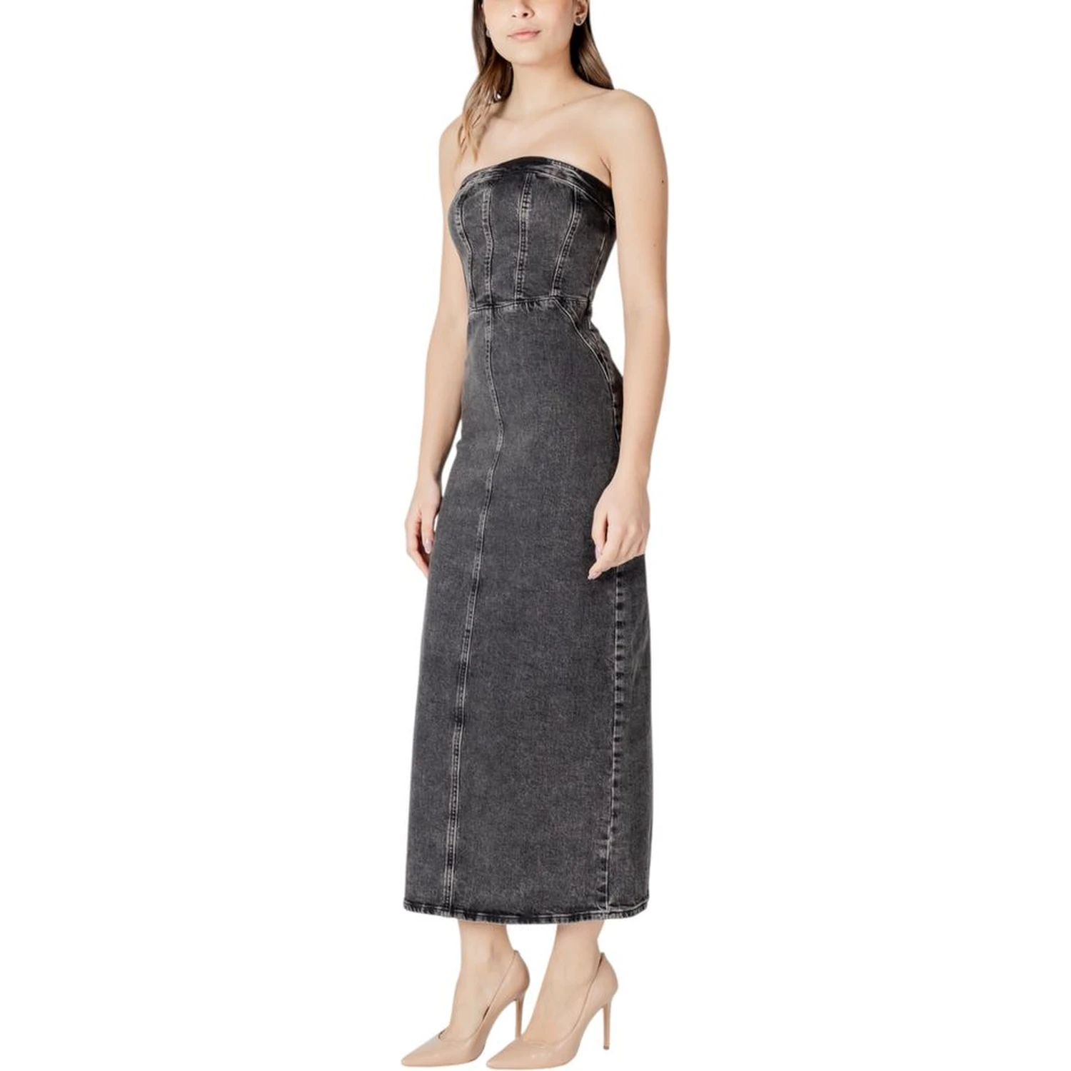 Black Cotton Midi Dress