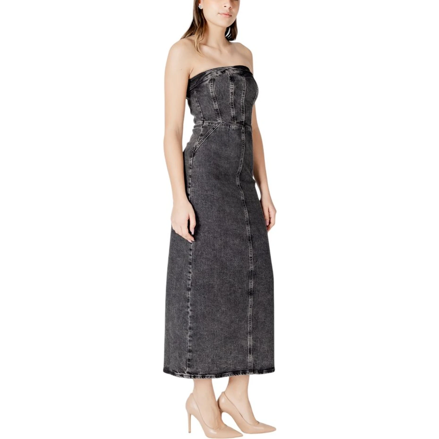 Black Cotton Midi Dress