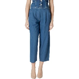 Blue Cotton Cropped Jeans